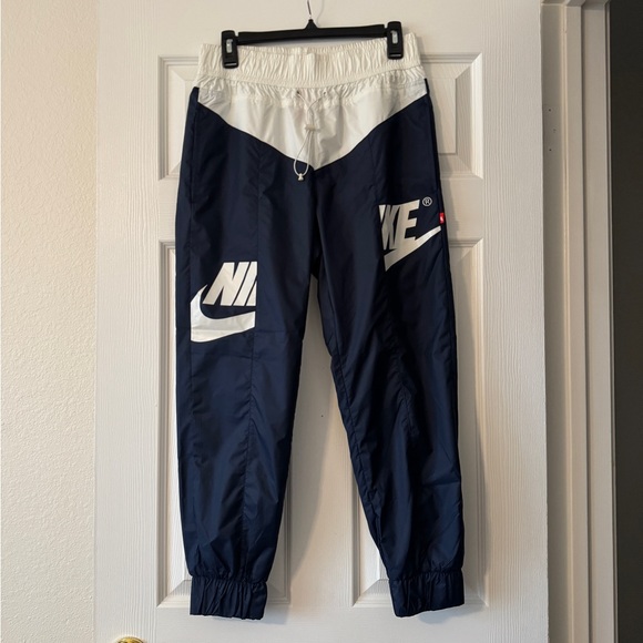 Nike Navy and White Track Pants- small - Picture 1 of 5